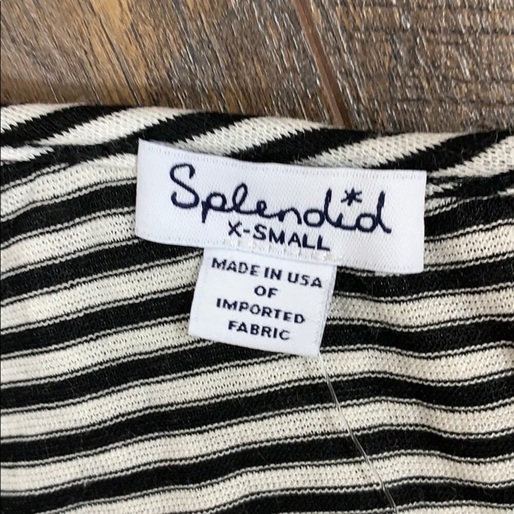 Splendid Striped Ruffle Black One Shoulder Top - Picture 4 of 6